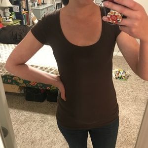 Brown Scoop Neck Tee